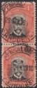 Rhodesia 1913 KGV Admiral 4d Black + Pale Orange-Red Die II p14 Pair Used SG225b