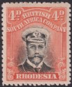 Rhodesia 1913 KGV Admiral 4d Pale Orange-Red Die II p14 Mint SG225b cat £120 PL