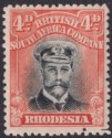 Click for more photos and details Rhodesia 1918 KGV Admiral 4d Sl Black + Dull Red Die IIIB Mint SG262 Plate 8 PL