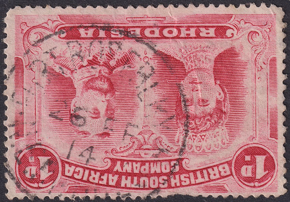 Rhodesia 1914 KGV Double Head 1d Red Used with FORT ROSEBERRY SC dm Postmark
