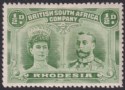 Click for more photos and details Rhodesia 1910 KGV Double Head ½d Yellow-Green p14 Mint SG119 cat £20