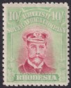 Rhodesia 1922 KGV Admiral 10sh Pl Crimson + Y-Grn Die IIIB p14 Mint SG309a c£450