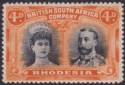 Click for more photos and details Rhodesia 1910 KGV Double Head 4d Black and Orange Mint SG140 cat £50