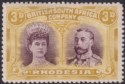 Click for more photos and details Rhodesia 1910 KGV Double Head 3d Purple and Ochre Mint SG134 cat £50