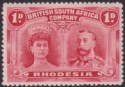 Click for more photos and details Rhodesia 1910 KGV Double Head 1d Bright Carmine p14 Mint SG123 cat £40