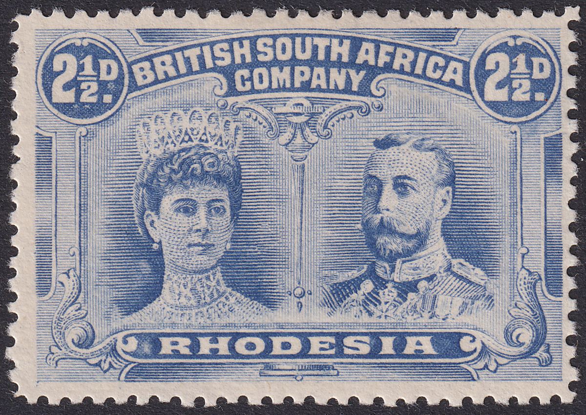 Rhodesia 1910 KGV Double Head 2½d Ultramarine p13½ Mint SG184 cat £45