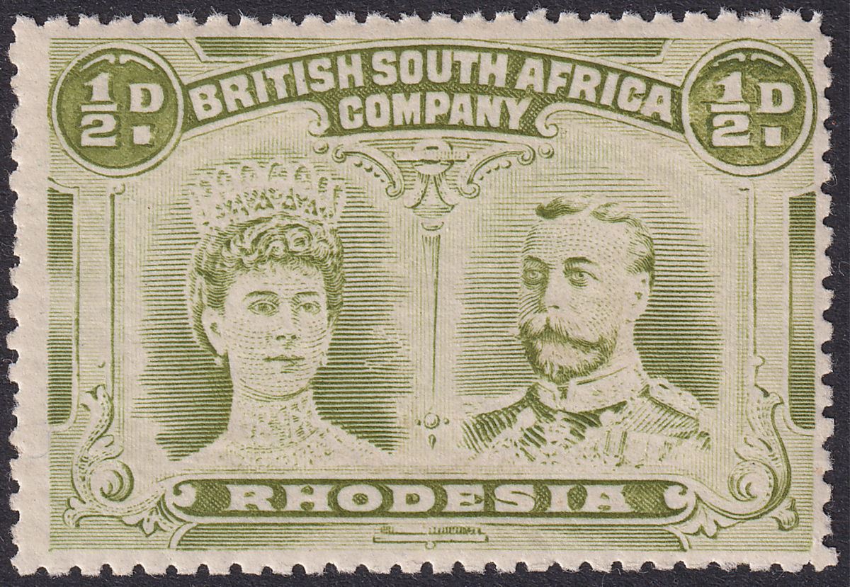 Rhodesia 1910 KGV Double Head ½d Olive-Green p14 UM Mint SG121 cat £48 MNH