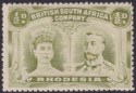 Click for more photos and details Rhodesia 1910 KGV Double Head ½d Olive-Green p14 UM Mint SG121 cat £48 MNH