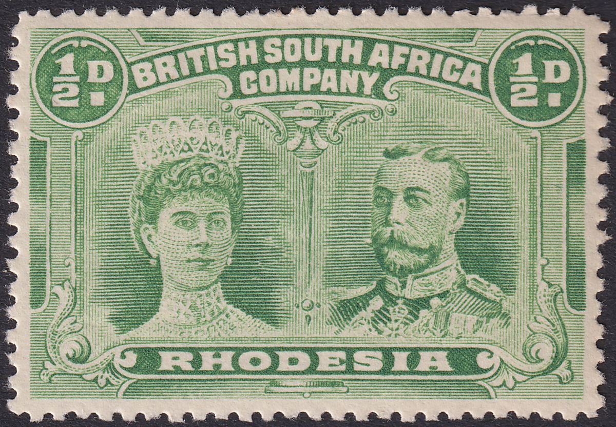 Rhodesia 1910 KGV Double Head ½d Light Yellow-Green p14 Mint SG119