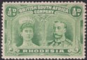 Click for more photos and details Rhodesia 1910 KGV Double Head ½d Light Yellow-Green p14 Mint SG119