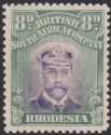 Rhodesia 1913 KGV Admiral 8d Violet and Green Die II p14 Mint SG230 cat £25