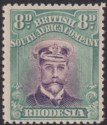 Rhodesia 1918 KGV Admiral 8d Dl Purple + Blue-Green Die IIIB p14 Mint SG267 c£35