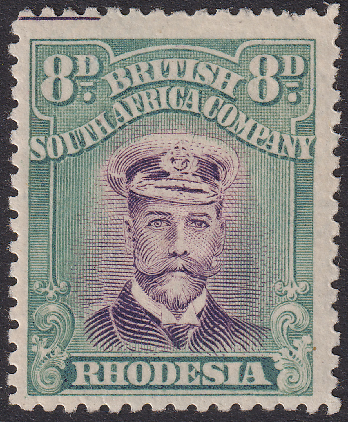 Rhodesia 1918 KGV Admiral 8d Dl Purple + Blue-Green Die IIIB p14 Mint SG267 c£35