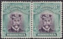 Rhodesia 1922 KGV Admiral 8d Mauve + Bl-Green Die IIIB p14 Pair Mint SG296 c£90