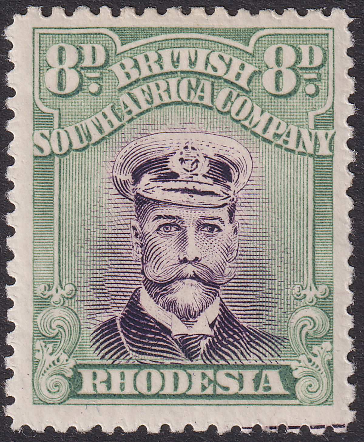 Rhodesia 1923 KGV Admiral 8d Violet and Grey-Green Die IIIB p14 Mint SG297 c£60