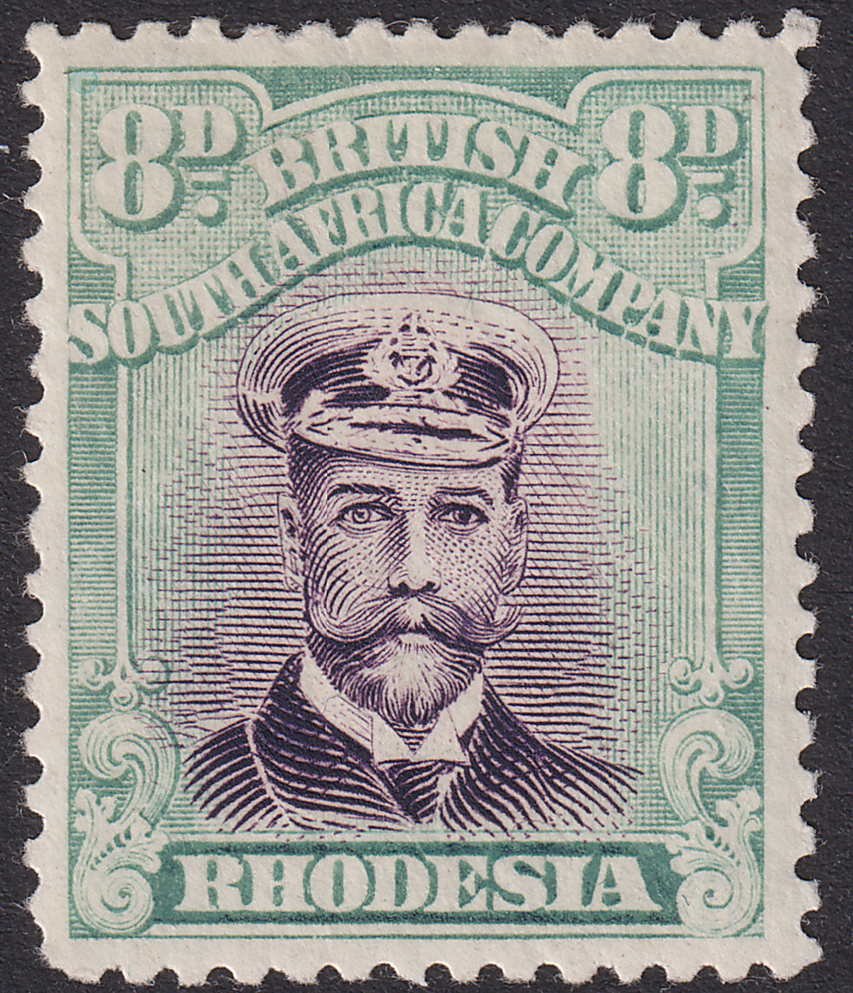 Rhodesia 1922 KGV Admiral 8d Mauve and Pale Blue-Green Die IIIB p14 Mint SG296