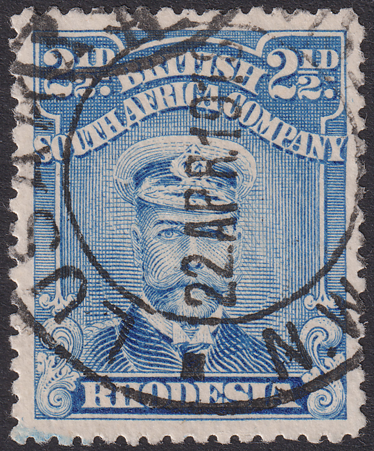 Rhodesia 1913 KGV Admiral 2½d Blue p15 Used SG208 cat £65 w LUSAKA NW Postmark
