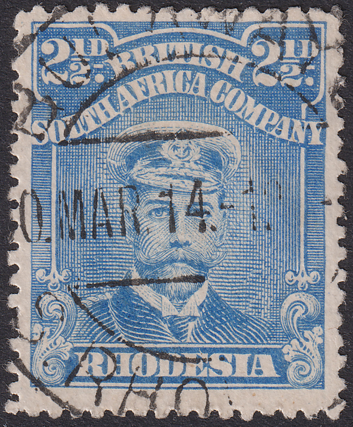 Rhodesia 1913 KGV Admiral 2½d Cobalt p15 Used SG207 cat £70