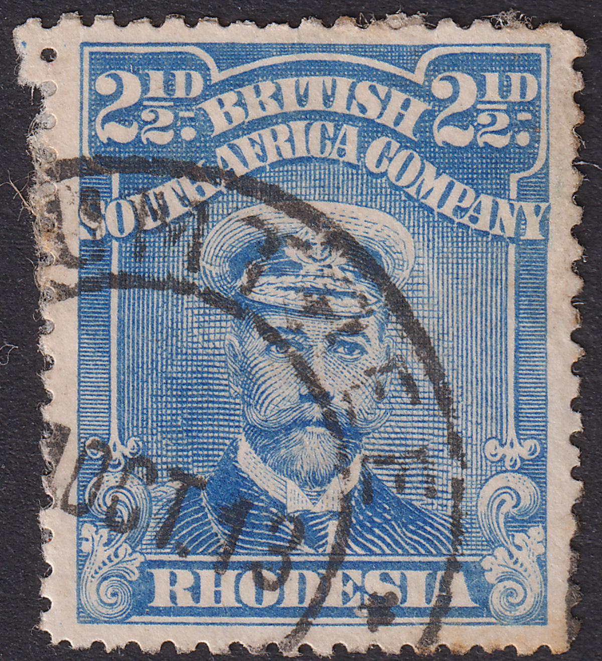Rhodesia 1913 KGV Admiral 2½d Cobalt p15 Used SG207 cat £70 w PLUMTREE Postmark
