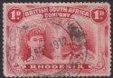 Rhodesia 1912 KGV Double Head 1d Red Used with SASARE MINE 26th October Postmark