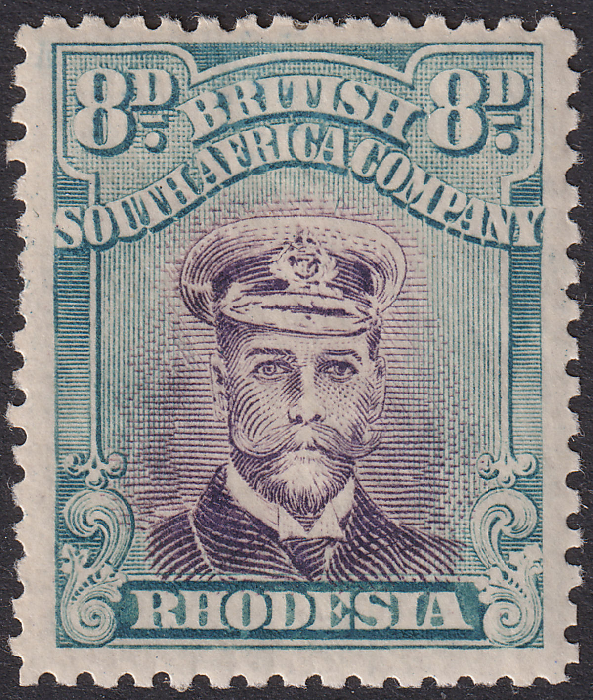 Rhodesia 1918 KGV Admiral 8d Red Lilac + Blue-Green Die IIIB p14 Mint SG268 c£28