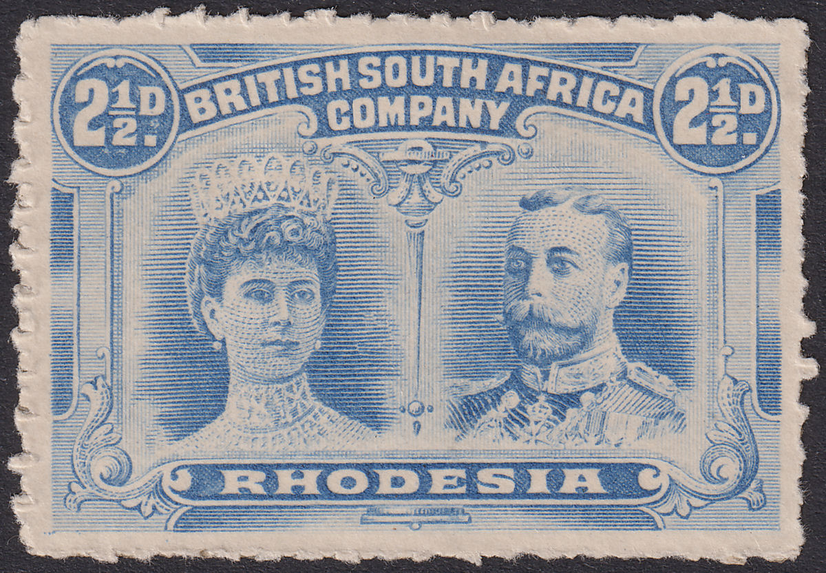 Rhodesia 1910 KGV Double Head 2½d Dull Blue Clandestine Roulette Unused SG132CR