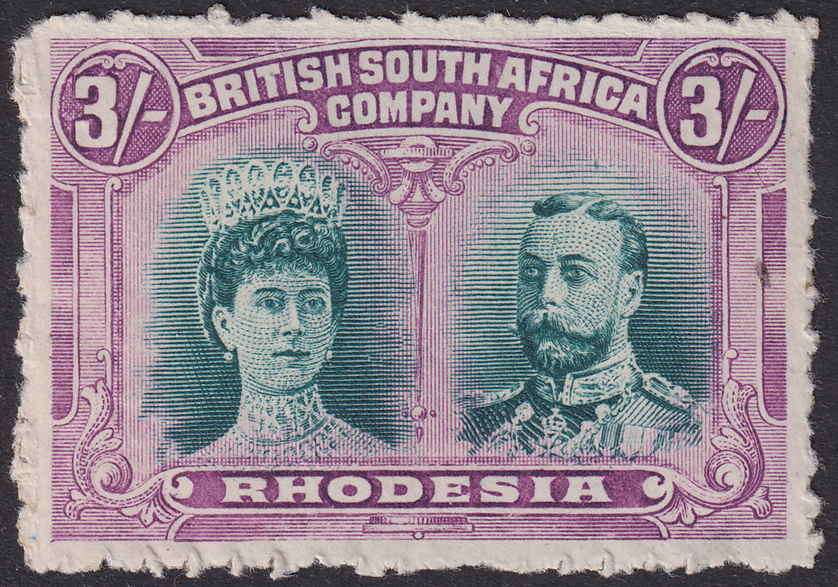 Rhodesia 1910 KGV Double Head 3sh Clandestine Roulette Mint SG158CR