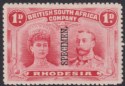 Click for more photos and details Rhodesia 1910 KGV SPECIMEN Double Head 1d Bright Carmine Mint SG123s