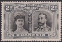 Click for more photos and details Rhodesia 1910 KGV SPECIMEN Double Head 2d Black + Slt-Grey Mint SG128s Eyebrow L