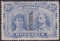 Click for more photos and details Rhodesia 1910 KGV SPECIMEN Double Head 2½d Ultramarine p13½ Mint SG184s