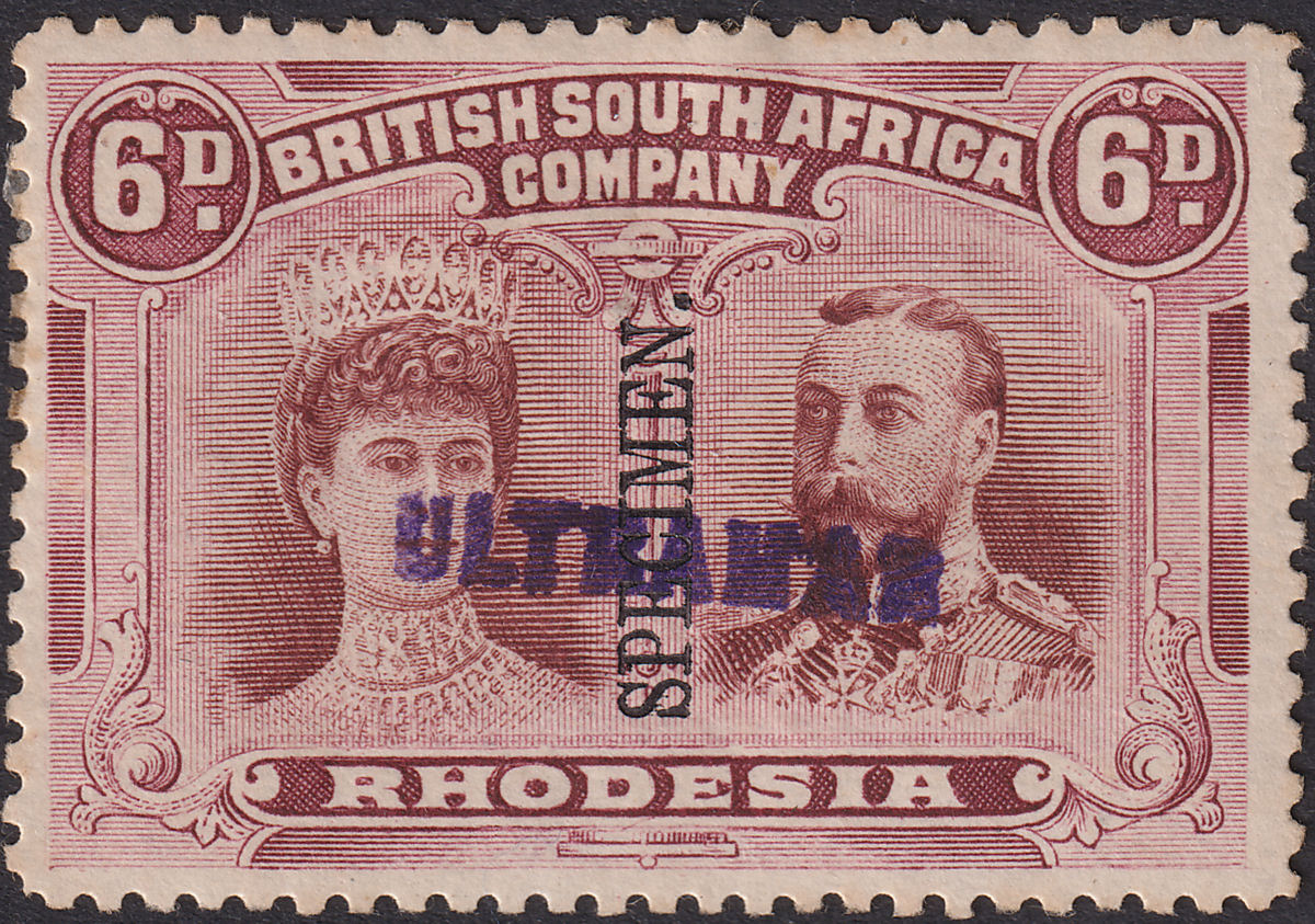 Rhodesia 1910 KGV SPECIMEN Double Head 6d Mint SG144s Additional ULTRAMAR Lisbon