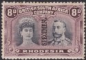 Click for more photos and details Rhodesia 1910 KGV SPECIMEN Double Head 8d Gr-Black + Prpl p13½ Mint SG185s TONES