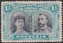 Click for more photos and details Rhodesia 1910 KGV SPECIMEN Double Head 1sh Black + Blue-Green p14 Mint SG151s