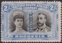 Click for more photos and details Rhodesia 1910 KGV SPECIMEN Double Head 2sh Black + Ultramarine p14 Mint SG153s