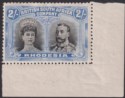 Click for more photos and details Rhodesia 1910 KGV Double Head 2sh Black + Ultram Corner Margin Mint SG153 c£120