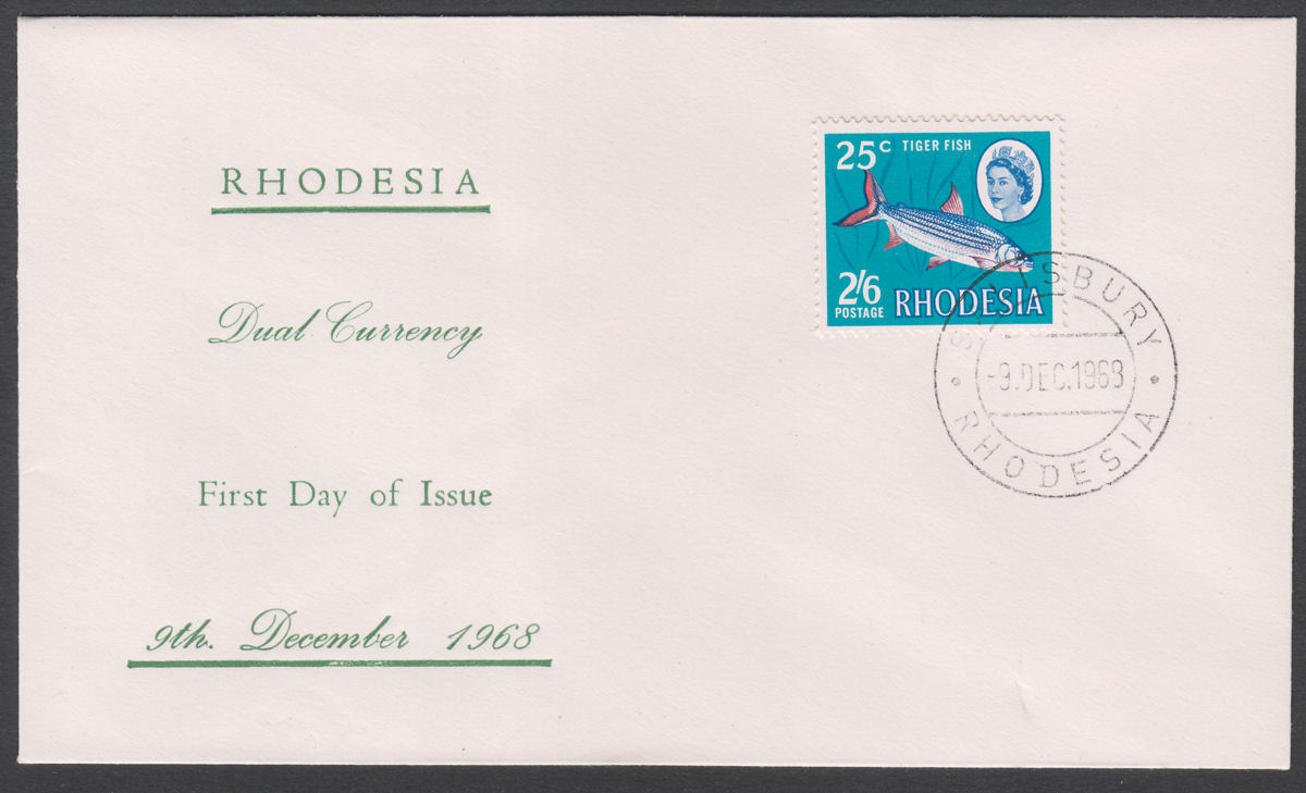 Rhodesia 1968 QEII Dual Currency 2sh6d/25c Used on Commemorative Unaddressed FDC