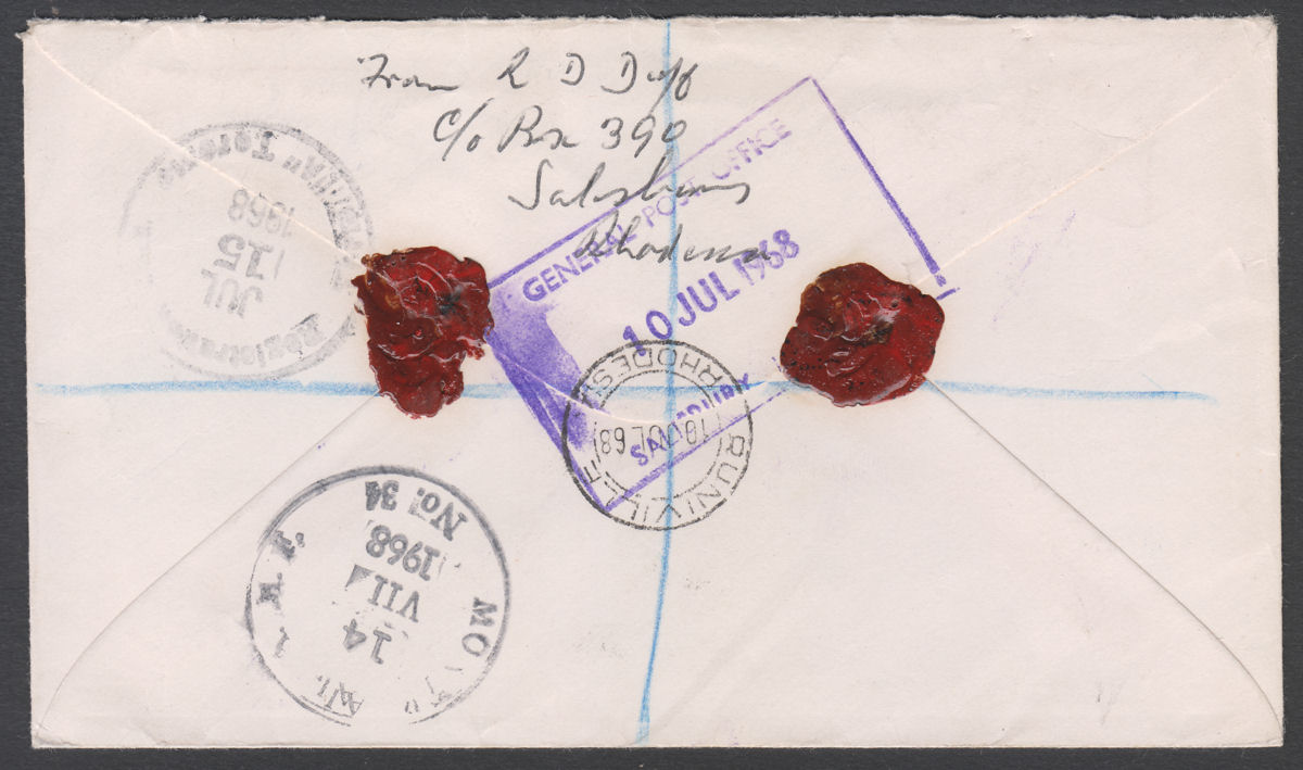 Rhodesia 1968 QEII Selection Used on Registered Airmail Cover RUNIVILLE - Canada