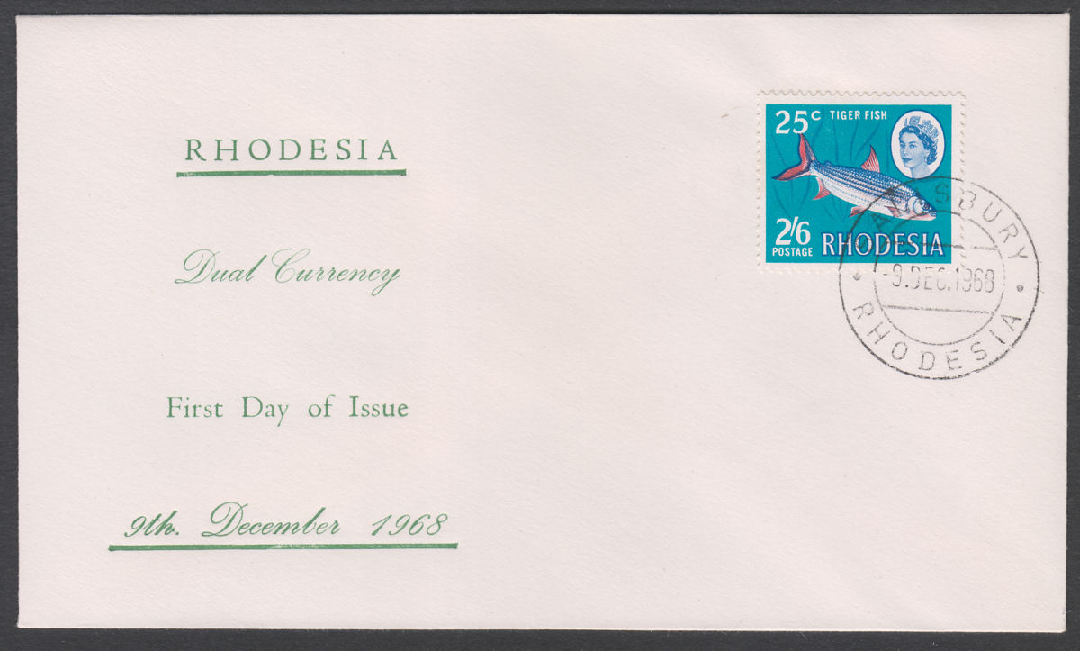 Rhodesia 1968 QEII Dual Currency 2sh6d/25c Used on Commemorative Unaddressed FDC