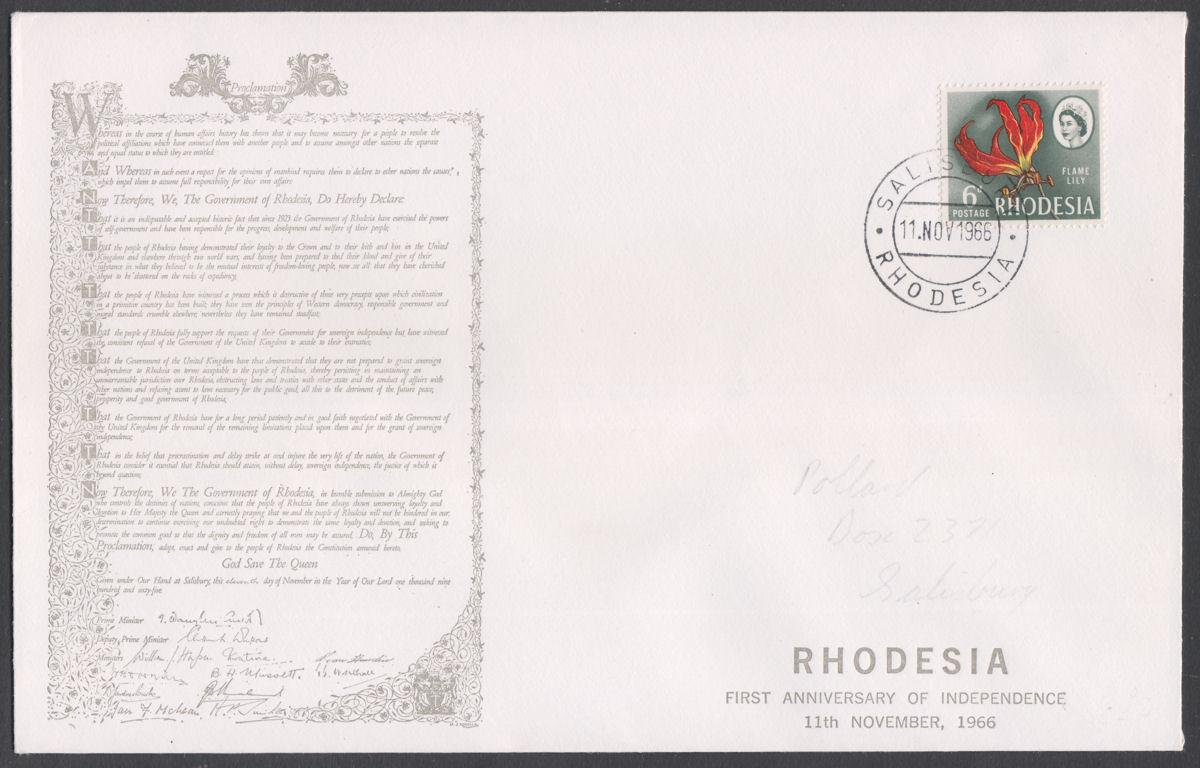 Rhodesia 1966 QEII 6d Used on Independ Anniv Commem Local Cover SALISBURY