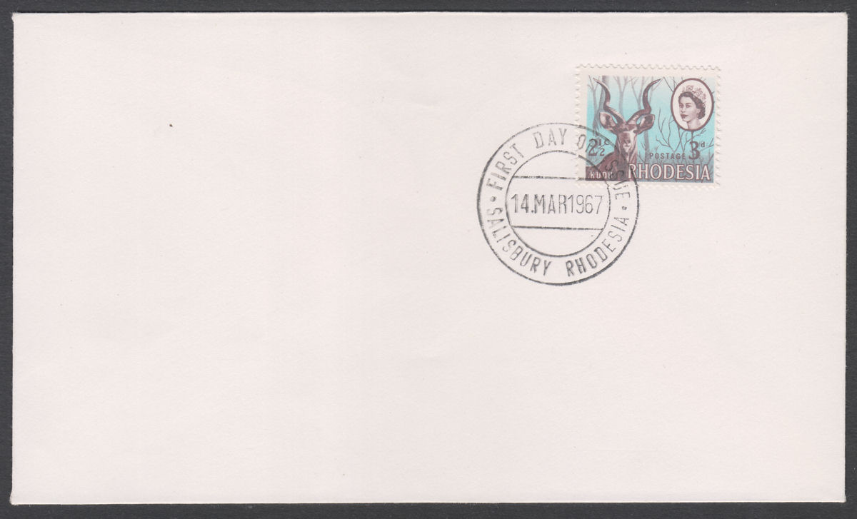 Rhodesia 1967 QEII Dual Currency 3d/2½c Used on Unaddressed First Day Cover