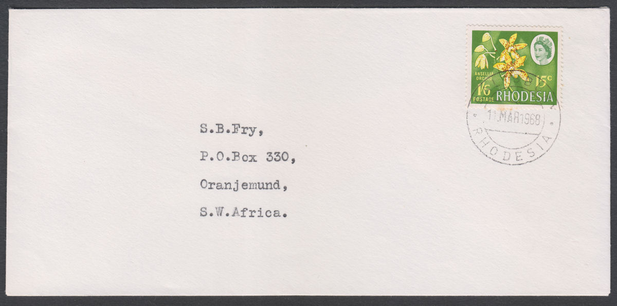 Rhodesia 1968 QEII Dual Currency 1sh6d/15c Used on First Day Cover SALISBURY
