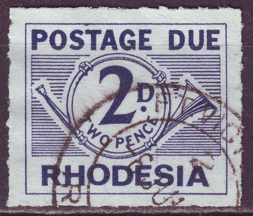 Rhodesia 1965 Postage Due 2d Deep Blue Roulette Used SG D9