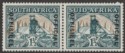 Click for more photos and details South Africa 1937 KGVI Mine 1½d Official Overprint wmk Inverted Pair Mint SG O22