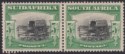 Click for more photos and details South Africa 1930 KGV Ox-Wagon 5sh p14x13½ Down Pair Mint SG38a cat £450 toned
