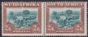Click for more photos and details South Africa 1927 KGV Ox-Wagon 2sh6d Grn + Brown p14 Recess Pair Mint SG37 c£150
