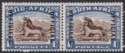 Click for more photos and details South Africa 1950 KGVI Wildebeest 1sh Brown + Blue Official Pair Mint SG O38