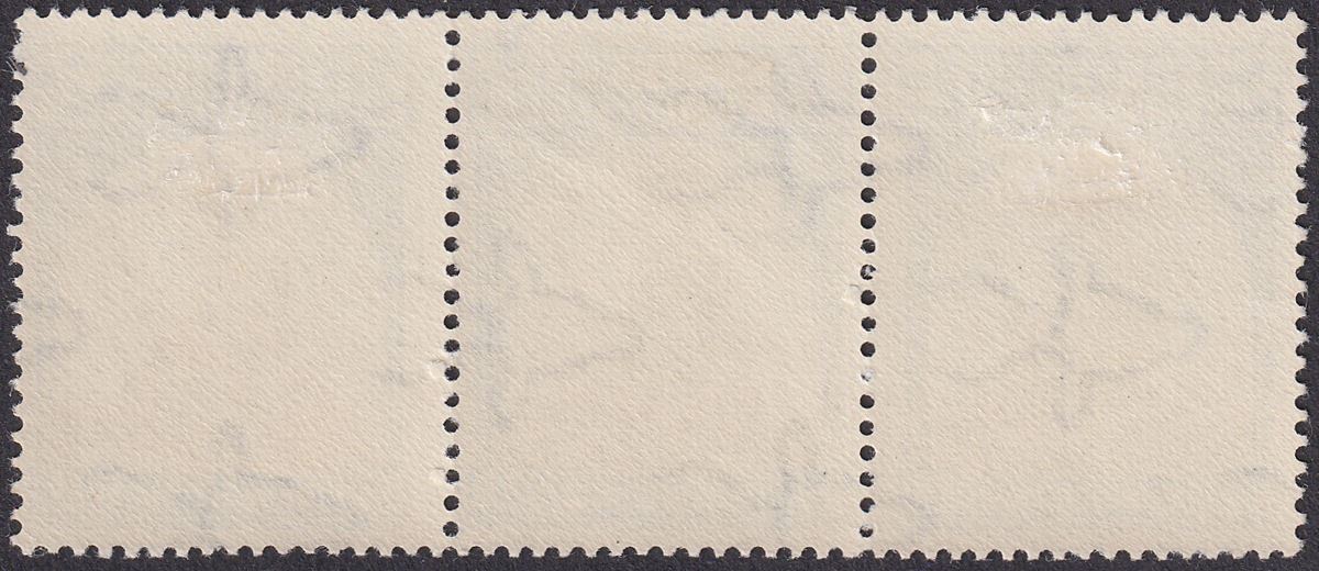 Southern Rhodesia 1943 KGVI Pioneer 2d Strip with Hat Brim Retouch Mint SG61a