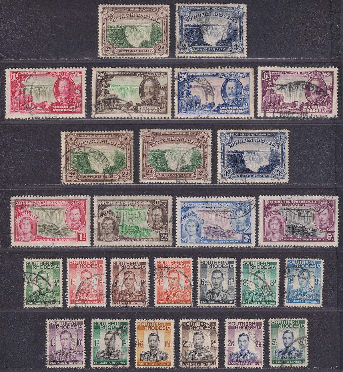 Southern Rhodesia 1932-37 KGV-KGVI Selection Used inc Falls, Jubilee, Coronation