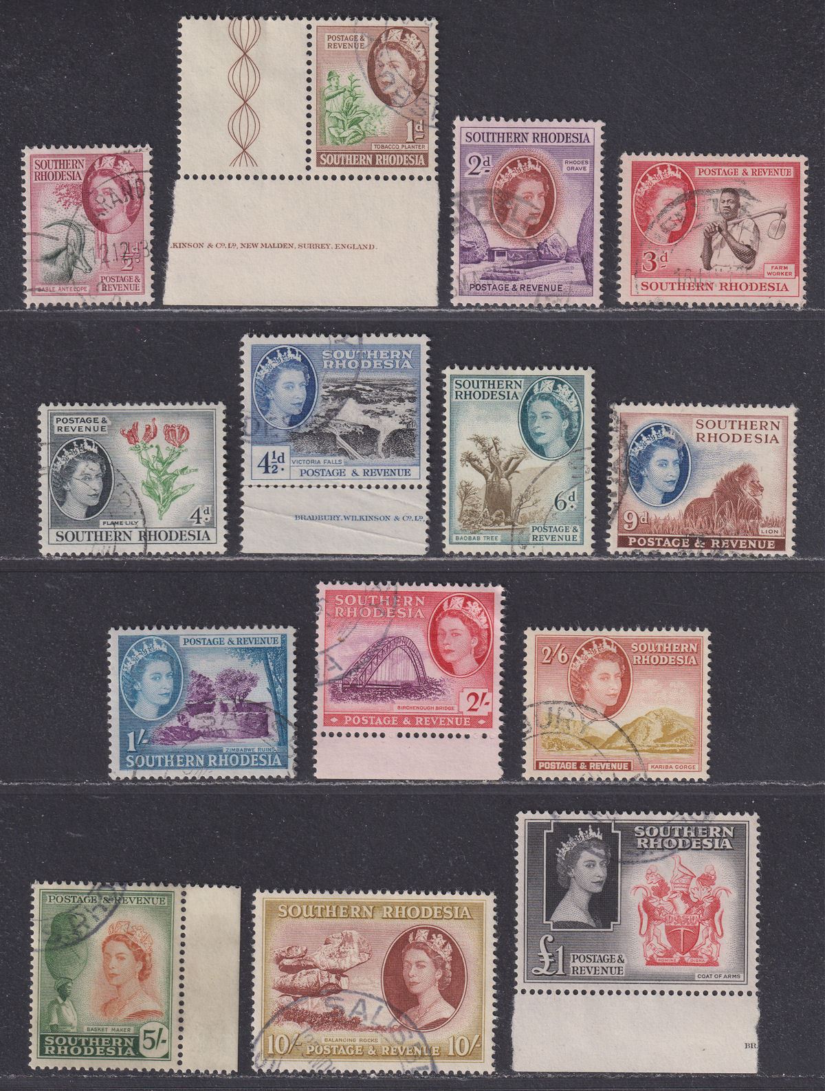Southern Rhodesia 1953 Queen Elizabeth II Set Used SG78-91 cat £130