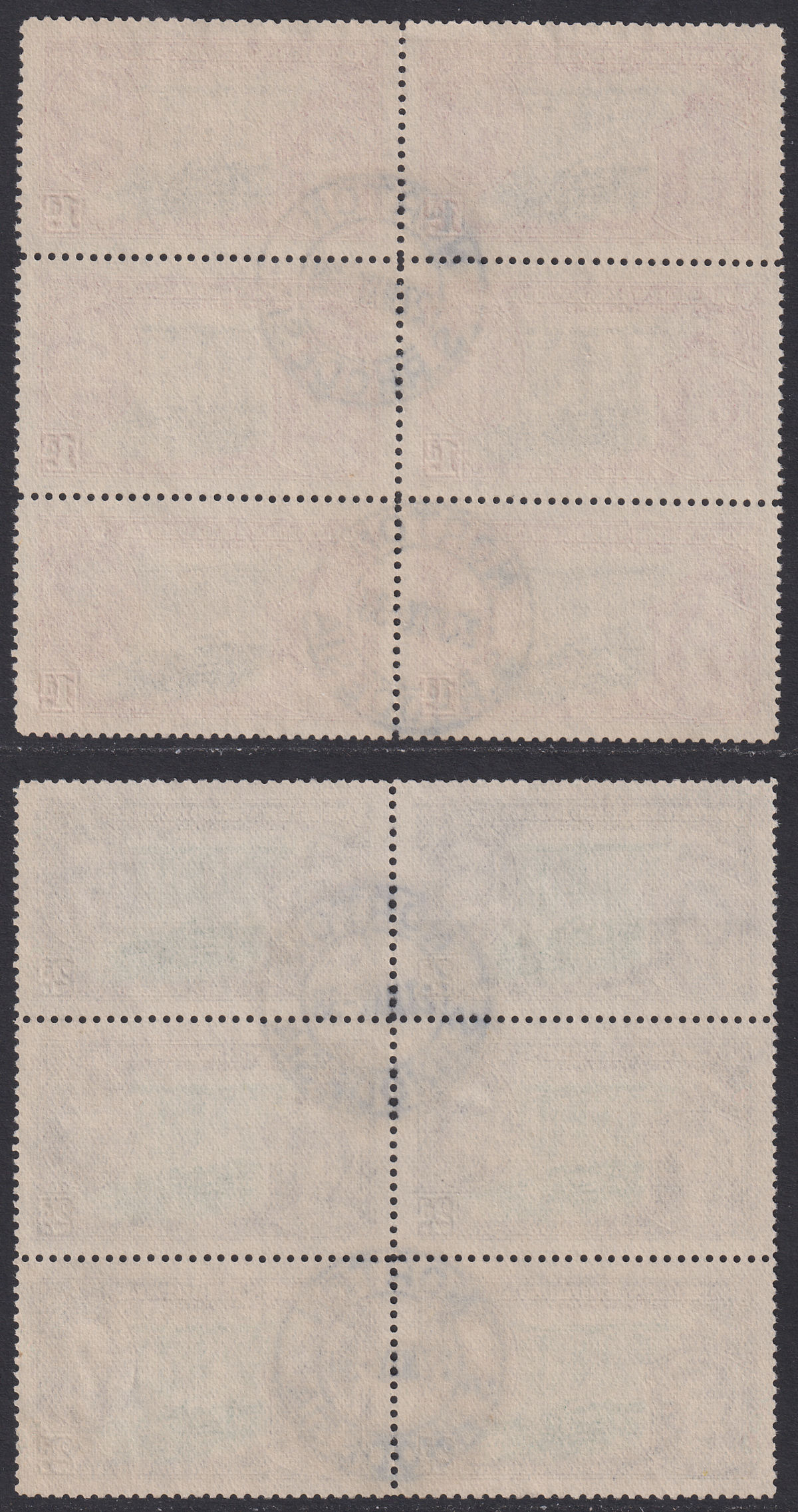 Southern Rhodesia 1937 KGVI Coronation 1d, 2d Blocks of 6 Used SG36-37 NORTON